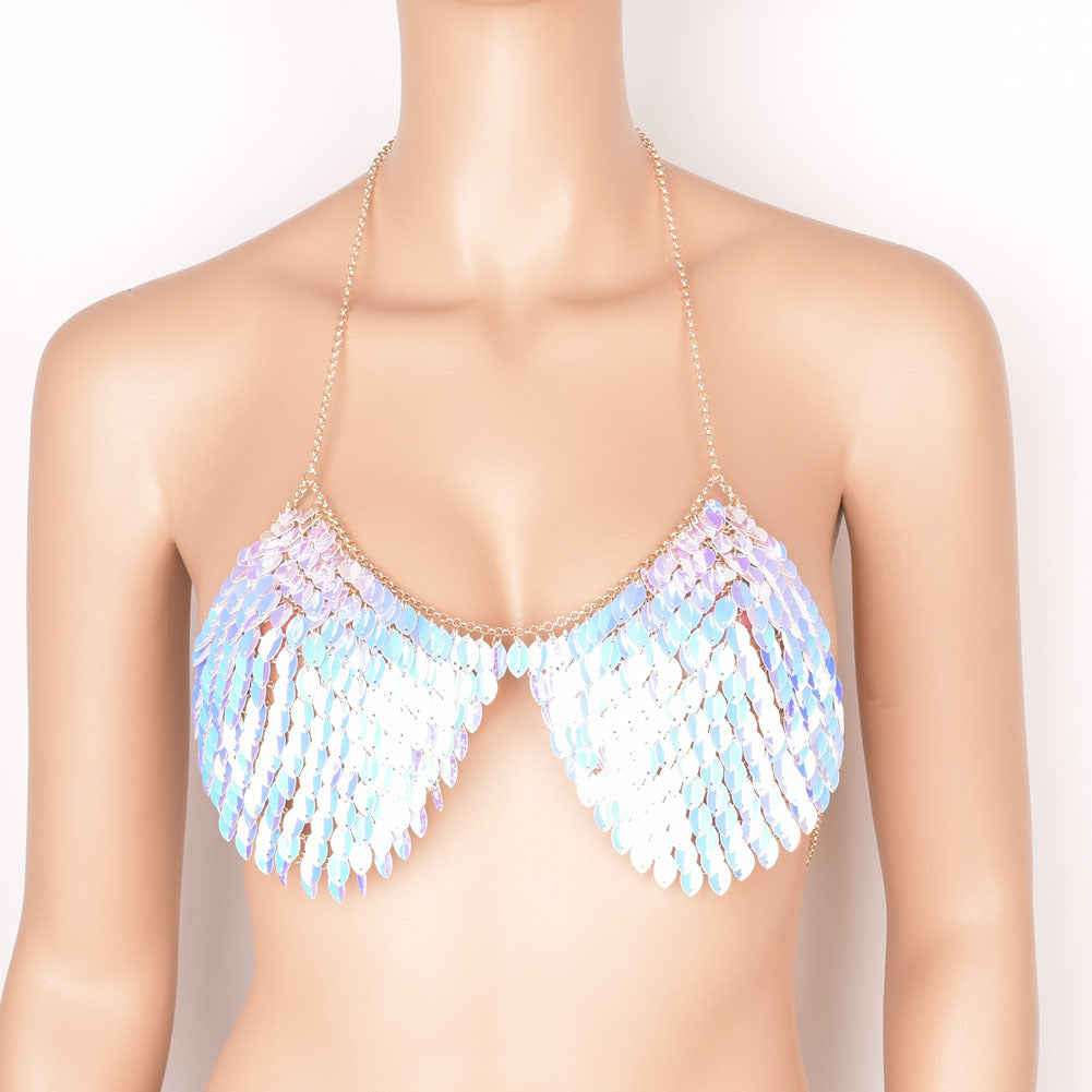 Sexy Ladies Chest Chain Sequin Bikini Chain Body Jewelry Metal Body Chain Set Hot Sale